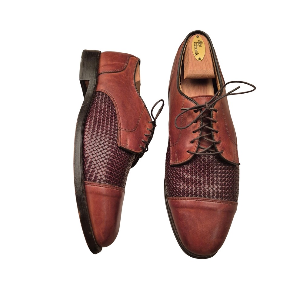 Allen Edmonds Lauderdale Mens Woven Leather Oxford Dress Shoes Cognac Sz 9 D